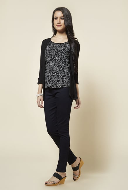 Zudio Black Bonie Printed Top Zudio Black Bonie Printed Top