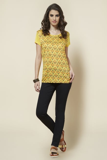 Zudio Yellow Printed Top Zudio Yellow Printed Top