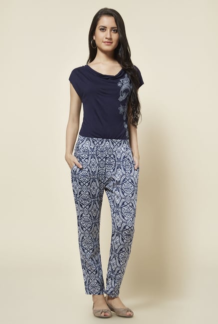 Zudio Navy Paisley Printed Pant Zudio Navy Paisley Printed Pant