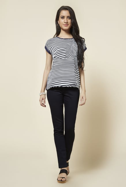 Zudio Navy Edith Striped Top Zudio Navy Edith Striped Top