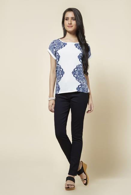 Zudio White Tally Printed Top Zudio White Tally Printed Top