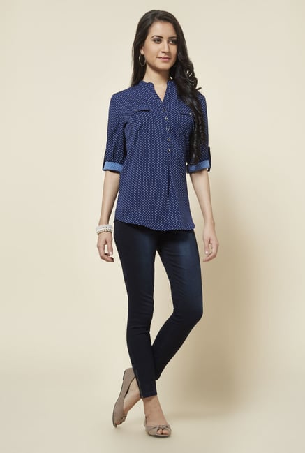 Zudio Blue Topsy Printed Blouse Zudio Blue Topsy Printed Blouse