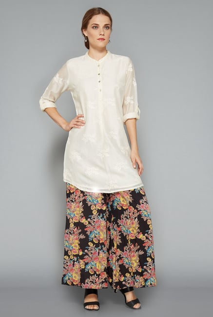 Zuba Off White Embroidered Kurti Zuba Off White Embroidered Kurti