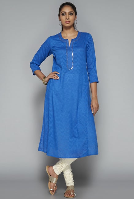 Utsa Indigo Aztec Printed Kurta Utsa Indigo Aztec Printed Kurta