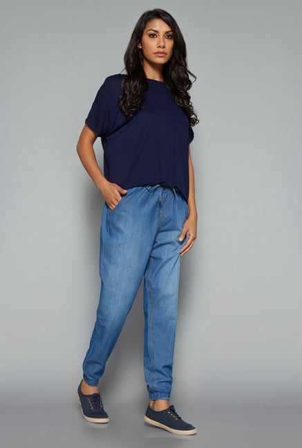Nuon Blue Solid Joggers Nuon Blue Solid Joggers