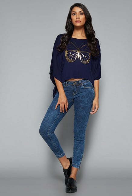 Nuon Navy Printed Top Nuon Navy Printed Top
