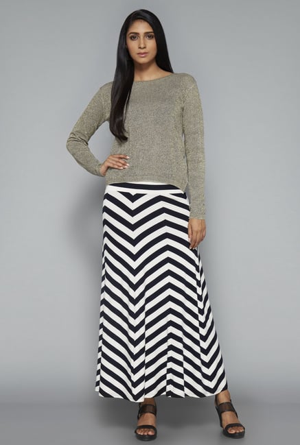 LOV Navy & White Striped Cecila Skirt LOV Navy & White Striped Cecila Skirt