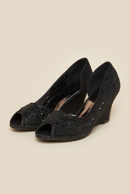 Metro Black Beaded Wedges Metro Black Beaded Wedges