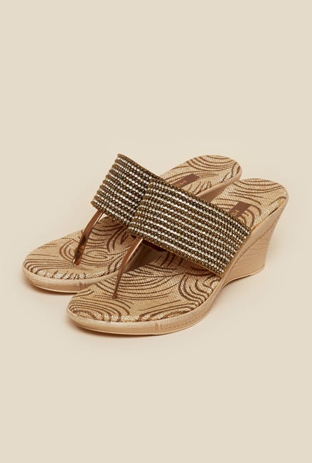 Metro Antique Gold Embellished Wedges Metro Antique Gold Embellished Wedges