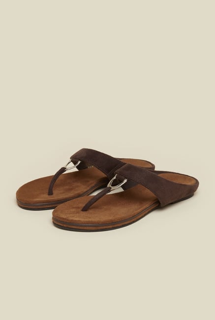 Mochi Brown T-Strap Flat Sandals Mochi Brown T-Strap Flat Sandals