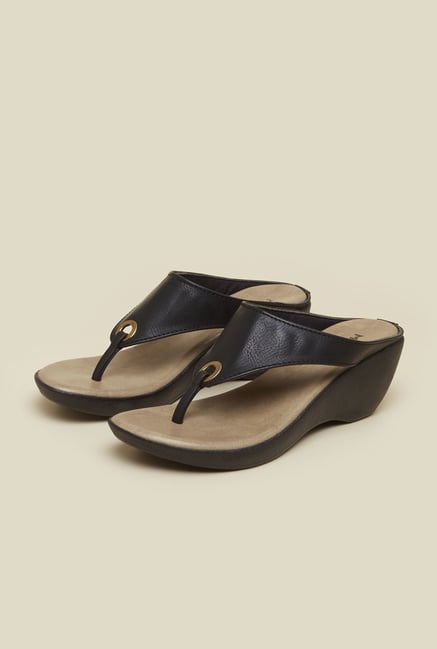 Mochi Black Wedge Sandals Mochi Black Wedge Sandals