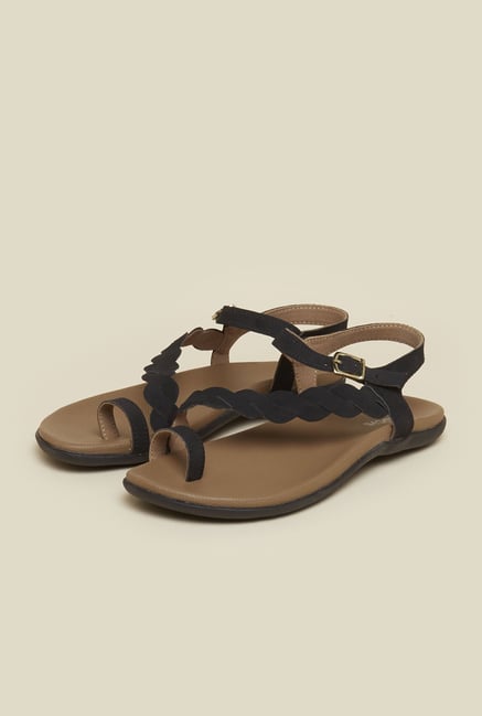 Mochi Black Flat Sandals Mochi Black Flat Sandals