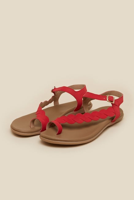 Mochi Red Twist Back Strap Sandals Mochi Red Twist Back Strap Sandals