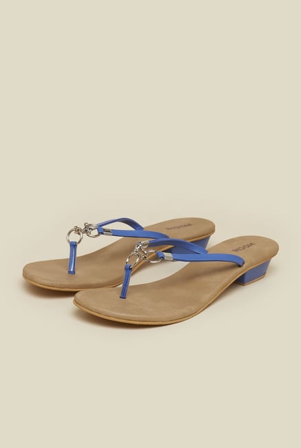 Mochi Blue Block Heel Thongs Mochi Blue Block Heel Thongs