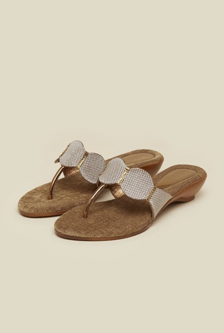 Mochi Antique Gold Wedge Sandals Mochi Antique Gold Wedge Sandals