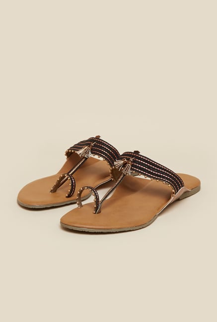 Mochi Black Tassel Flat Sandals Mochi Black Tassel Flat Sandals