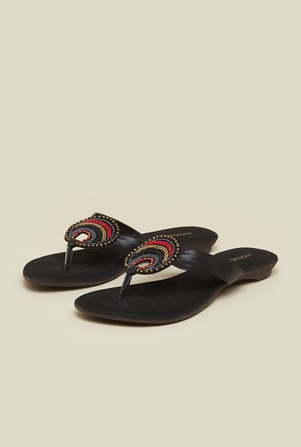 Mochi Black Beaded Flat Thongs Mochi Black Beaded Flat Thongs