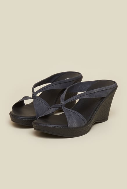 Mochi Grey Cross Strap Wedges Mochi Grey Cross Strap Wedges