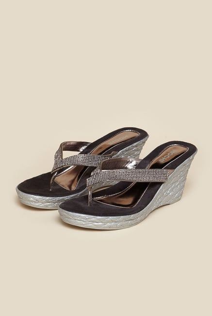 Mochi Gun Metal Wedge Heel Sandals Mochi Gun Metal Wedge Heel Sandals