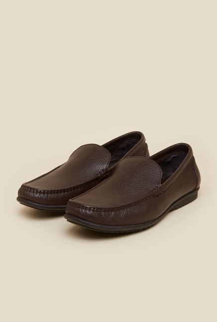 J. Fontini by Mochi Brown Leather Slip-Ons J. Fontini by Mochi Brown Leather Slip-Ons