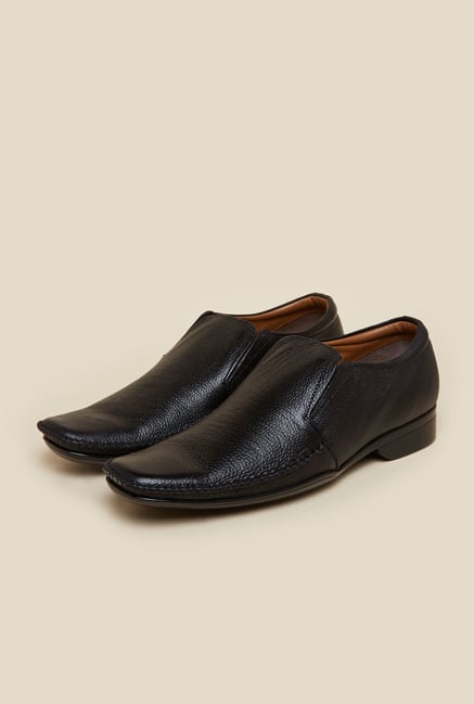 Mochi Black Leather Slip-On Shoes Mochi Black Leather Slip-On Shoes