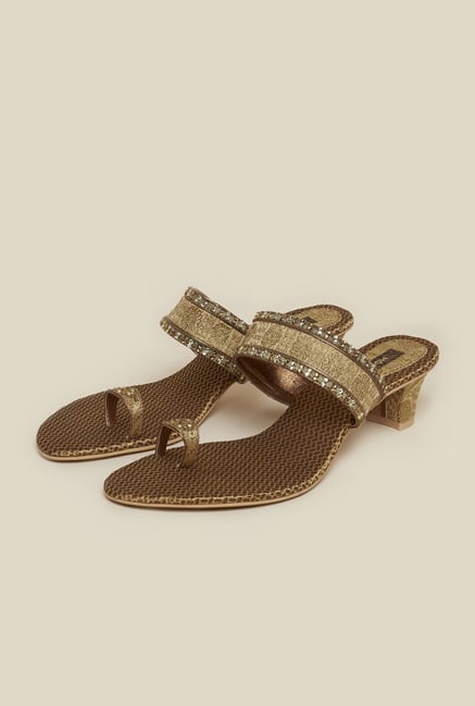 Mochi Antique Gold Block Heel Sandals Mochi Antique Gold Block Heel Sandals