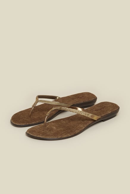 Mochi Antique Gold Flat Thongs Mochi Antique Gold Flat Thongs