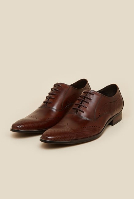 J. Fontini by Mochi Brown Leather Oxford Shoes J. Fontini by Mochi Brown Leather Oxford Shoes