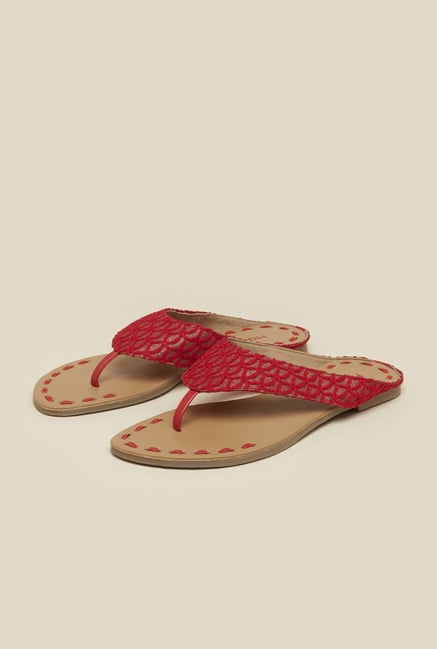 Mochi Red Lace Thong Sandals Mochi Red Lace Thong Sandals