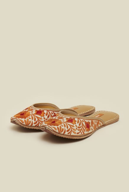 Mochi Orange Flat Ethnic Sandals Mochi Orange Flat Ethnic Sandals