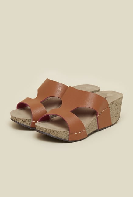 Mochi Cinnamon Brown Mule Wedges Mochi Cinnamon Brown Mule Wedges