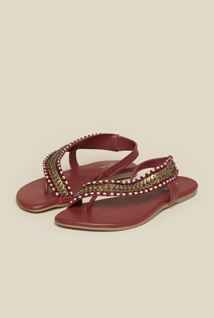 Mochi Maroon Back Strap Sandals Mochi Maroon Back Strap Sandals