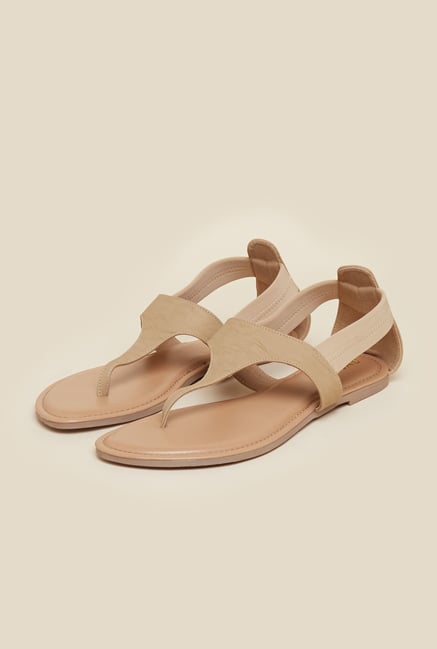 Mochi Beige Flat Casual Sandals Mochi Beige Flat Casual Sandals
