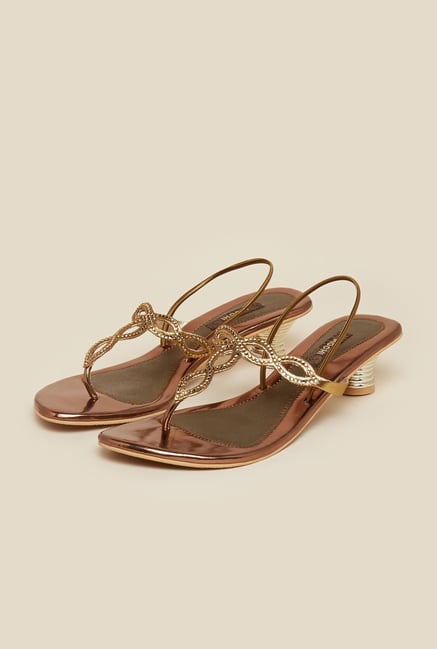 Mochi Antique Gold Diamond Embellished Sandals Mochi Antique Gold Diamond Embellished Sandals