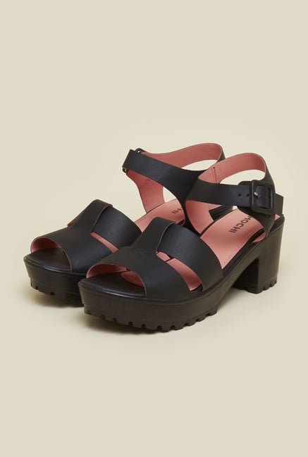 Mochi Black Block Heel Sandals Mochi Black Block Heel Sandals