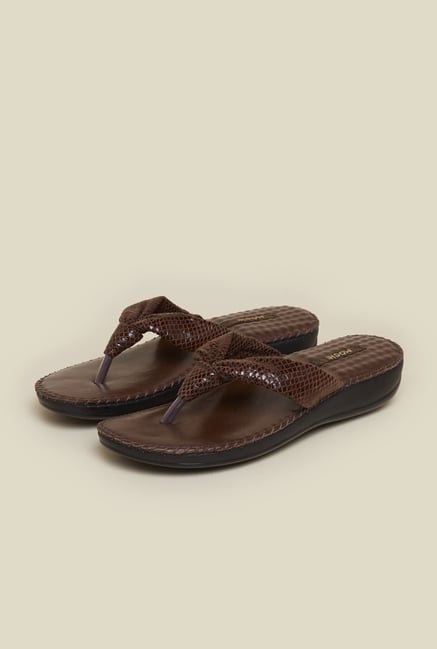 Mochi Brown Leather Flat Sandals Mochi Brown Leather Flat Sandals