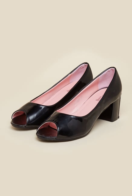 Mochi Black Block Heel Shoes Mochi Black Block Heel Shoes