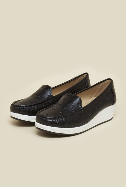 Mochi Black Wedge Heel Loafers Mochi Black Wedge Heel Loafers