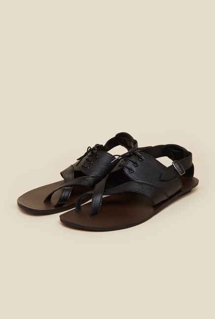 Mochi Black Leather Lace Sandals Mochi Black Leather Lace Sandals