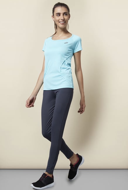 Lotto Aqua Blue Solid Sports T Shirt Lotto Aqua Blue Solid Sports T Shirt