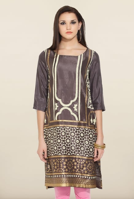 W Brown Printed Kurta W Brown Printed Kurta