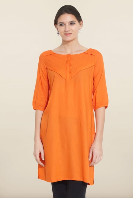W Orange Solid Kurta W Orange Solid Kurta