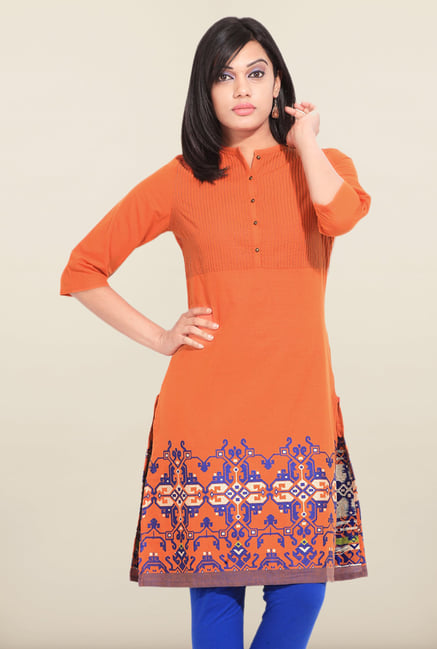 W Orange Embroidered Kurta W Orange Embroidered Kurta