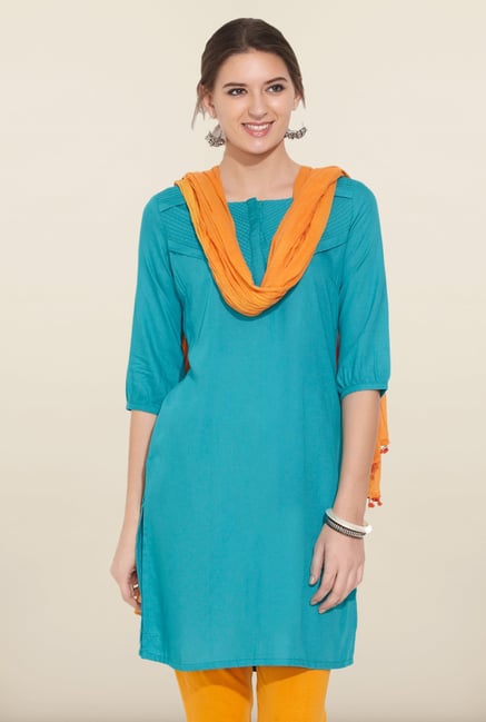 W Teal Solid Kurta W Teal Solid Kurta