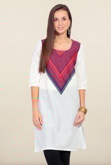 W White Printed Cotton Kurta W White Printed Cotton Kurta