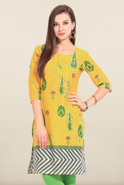 W Yellow Printed Kurta W Yellow Printed Kurta