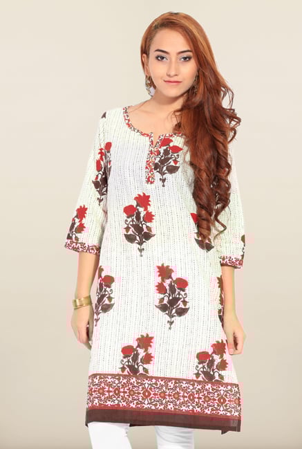 W White Floral Printed Kurta W White Floral Printed Kurta