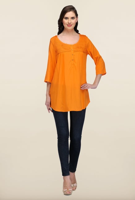 W Orange Solid Kurti W Orange Solid Kurti