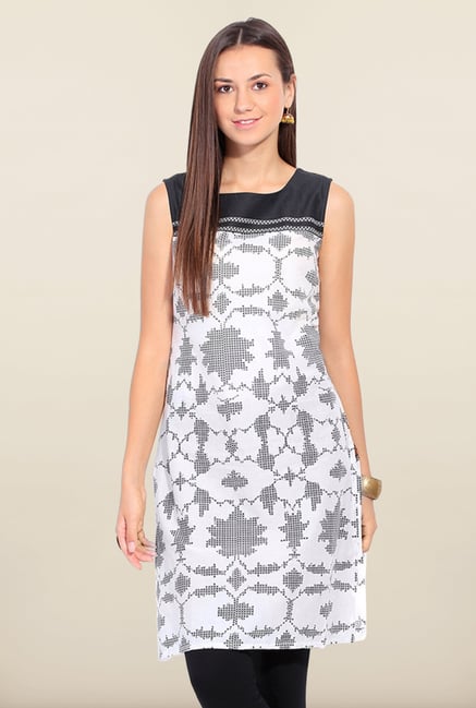 W White Printed Square Neck Kurta W White Printed Square Neck Kurta