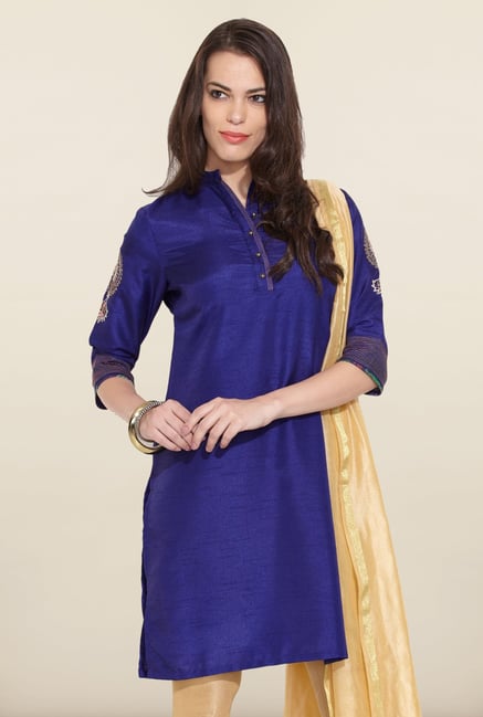 W Royal Blue Solid Kurta W Royal Blue Solid Kurta